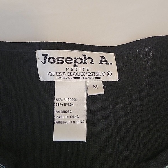 Vintage Joseph A. Petite blouse black embroidery 3/4 sleeve Women's M - Picture 6 of 9